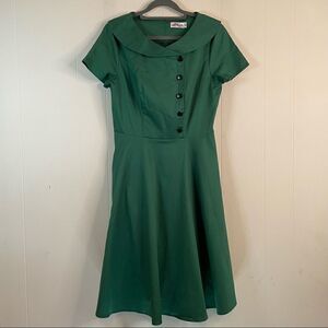Alagirls Green Retro A-Line Dress
